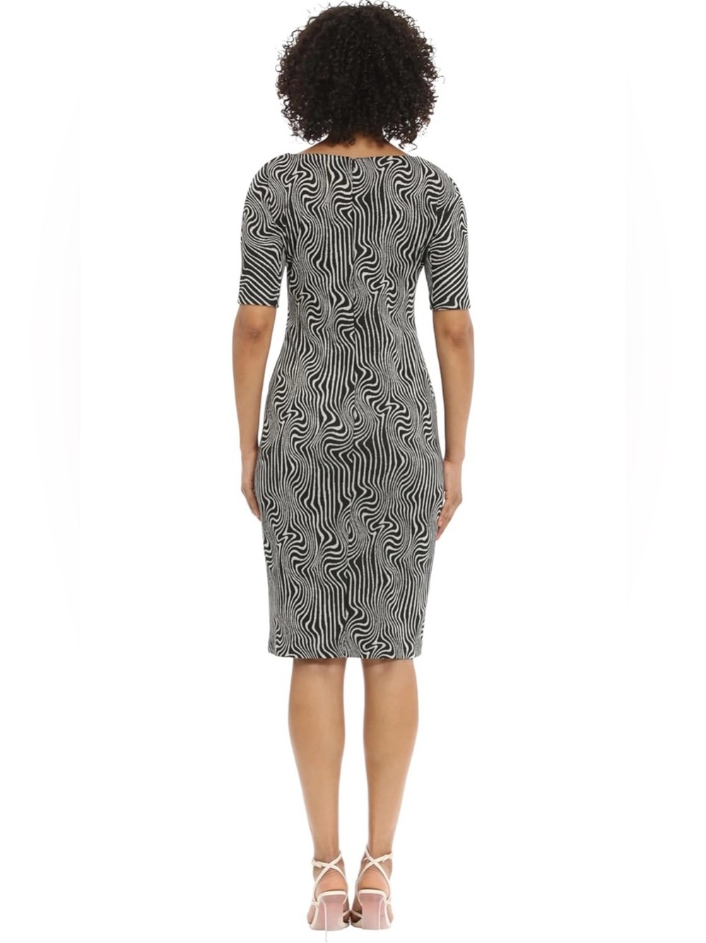 Black & White Midi Sheath Dress - Picture 3 of 4